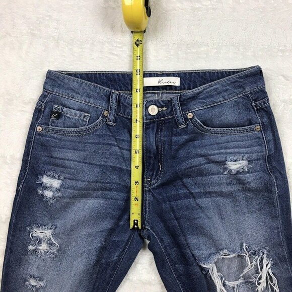 KanCan Womens Boyfriend Jeans Size 1 24 Ripped Distressed Destroyed Ankle Length - Picture 6 of 7
